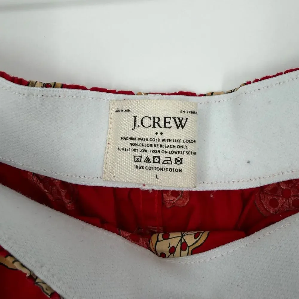 J.Crew Men's Pizza Heart Print Boxers Red Cotton Lounge Sleep Shorts Large